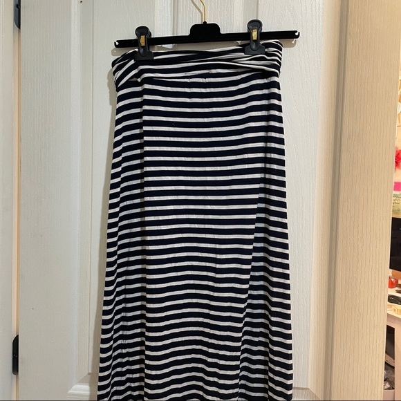 J. Crew Maxi Striped Long Jersey Skirt Navy Blue White Size XXS J.crew Summer - Picture 9 of 11